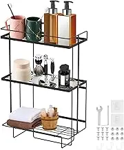 AwObEpl Over Toilet Storage Shelf Metal 3 Tier Above Toilet Storage Organizer No Drilling Over The Toilet Storage Rack Space Saving Over Toilet Bathroom Organizer for Shampoo Soap (Black)
