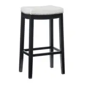 Linon Home Decor Barstool 18.75" Footrest Cushioned Faux Leather White/Black