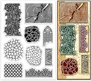 PH PandaHall Texture Clear Stamps for Card Making, Lace Texture Door Frame Rubber Stamps Retro Transparent Paper Craft Stamp Seals for DIY Scrapbooking Journal and Paper Photo Card Album Crafting