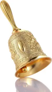 Hand Call Bell Extra Loud Solid Brass Call Bell for Ringing at Wedding, Hand Bel