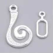 Swirl Hook Clasps Shiny Silver Bracelet Necklace Hook Eye 4 Sets Findings