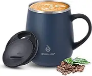 [Ideus] Coffee Mug 470ml (16oz), Double Wall Vacuum Insulated Stainless Steel Coffee & Tea Cup w/Non-Slip Handle & Slider Module Lid & Large Volume (Navy Blue)