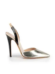 Metallic Gold Patent Leather Slingback Heels