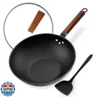 Kordisen Nonstick Wok with Lid, 13 Inch Woks and Stir Fry Pans Nonstick, Carb