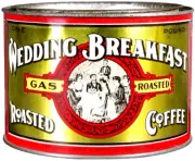 Wedding Breakfast Coffee Can Tin on Metal Fridge Magnet laminated 2.5" x 3.5"