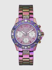 GUESS Women's Iridescent Majesty Link Watch in Purple