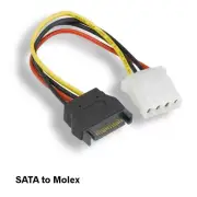 Kentek 7" PC Internal Power Cable SATA 15Pin Male to Molex LP4 4Pin Female PC