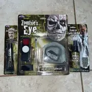 ZOMBIE WITHOUT EYE MAKEUP KIT PROSTHETIC FACE PAINT BLACK BLOOD COSTUME LOT NEW