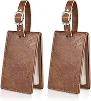 Vividwise Luggage Tags, 2 Pack Leather Luggage Tags for Suitcases with ID Labels Name Tag Baggage Tags for Travel Luggage Backpacks (Brown)