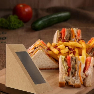 50 Pcs Plastic Sandwich Container Sandwich Pastry Box Sandwich Paper Box