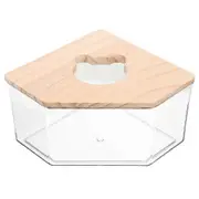 Hamster Acrylic Shower Room with Wooden Lid Hamster Bathroom Sand Bathing Container