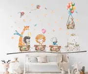 Circus African Animal Balloon Elephant Giraffe Removable Wall Decal Sticker Room