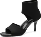 NEWBELLA Mousse Fit Retro Peep Toe Elegant Stiletto Low Heeled Sandals SIZE 6 US