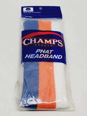 Champs Sports Tri-color Headband Blue Orange White Retro