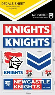 NRL Sticker Decal Sheet - Newcastle Knights - Stickers Wordmark