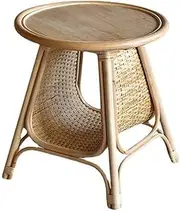 Side Table Side Table Nightstand, Side Table with Handmade Decorated Open Storage Shelf, Modern End Table Small Coffee Table for Bedroom, Living Room End Tables Living Room