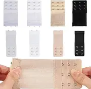 [AUEFUDQ] Pack of 8 Bra Extenders, 3 Rows, 2 Hooks, 3 Hooks, Bra Extender, Soft, Comfortable and Stretchy, Bra Closure, Elastic, Suitable for Women (Black, White, Skin Colour, Grey)