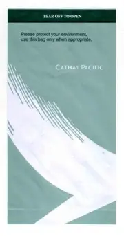 Cathay Pacific Airlines Unused Motion Discomfort / Barf Bag