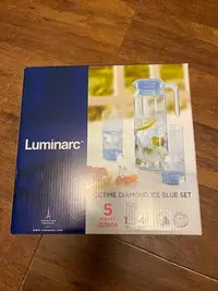 在飛比找Yahoo!奇摩拍賣優惠-法國Luminarc 樂美凝彩冰藍一壺四玻璃壺/冷水壺/水杯