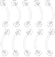 [D.Bella] 16G Clear Bioflex Acrylic Curved Barbell Eyebrow Rings Snake Eyes Tongue Belly Ring Mix Color CZ Piercing Retainer