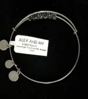 ALEX & ANI Silent Night Fine Rocks Expandable Wire Bracelet Midnight Silver