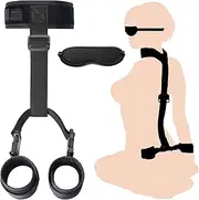 Sex Bondage Restraints BDSM Kit - Back Handcuffs Sex Bed Adult Play Set Adjustable Bondage Gear & Accessories Rope Couples Sex Toys Restraints for Neck and Wrist Spreader Bar SM Games Play