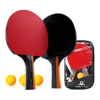 在飛比找PChome24h購物優惠-ITTF認證拍面長柄乒乓球拍套裝(2拍+3球)