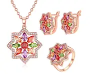 Bohemian Style Colorful and Star Jewelry Set Rose Gold With Zircon