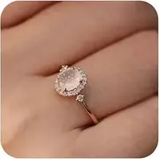 [Sdouefos] Bohemia Moonstone Ring 14K Rose Gold Plated 925 Sterling Silver Raw Rainbow Moonstone Rings Opal Diamond Ring Transparent Elegant Moonstone Engagement Cocktail Wedding Band Rings
