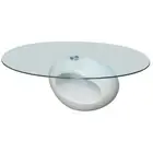 Coffee Table with Oval Glass Top High Gloss White