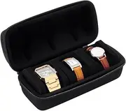 UNICRAFTALE 3 Slot Watch Case for Travel And Storage Watch Roll Case Watch Carrying Case Black Watch Box Portable Zipper Storage Organizer Box with Anti Move Watch Pillow for Men and Women