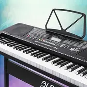 61 Keys Digital Piano Keyboard with Stand & Lighted Keys - Black