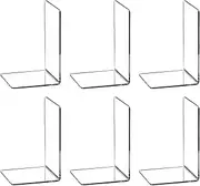 6 Pcs Acrylic Bookends with Non-Slip Stickers for Bedroom Library Office School L-Shaped Desk Organizer Photo Album Display Compartment Storage