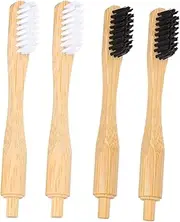 ERINGOGO Toothbrush Replacement Heads 4 Pack of Wooden Toothbrush Heads for Travel