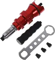 [iplusmile] 1 Set Electric Rivet Gun Adaptor Cordless Riveter Universal Tool Electric Rivet Drill Adapter Rivet Adapter for Drill Rivet Nut Drill Adapter Rivet Insert Aluminum Alloy Red