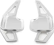 2Pcs Car Steering Wheel Shift Paddles Blade Shifter Extension, for BMW, 3 5 Series F10 F30 F80 320i 325i 330i RT Paddle Shifter(Black Silver)