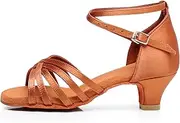 [QUNUNOIRE] Latin Women High Heel Dance Shoes for Salon Dance Jazz Latin Rumba Cha Cha
