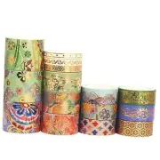 YUBBAEX Splendid Gold Washi Tape Set Embroidery Pattern Foil Decorative Tapes