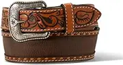 [ARIAT] Western Belt Mens Floral Tooled Buckle Buck Lacing A1039202