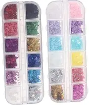 AUTSUPPL 2 Sets Manicure Glitter Sequins Shiny Nail Decals Glitter Paillette for Craft Projects