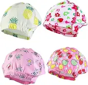 BESPORTBLE 4pcs Boys and Girls Polyester Swim Caps Waterproof Bath Cap Cartoon Pattern Light Weight Boys Girls Random Style