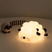 LED Cute Sheep Night Light USB Silicone Night Lamp Rechargeable Touch Sensor Nightlight Panda Rabbit Lamp for Kids Bedroom Decor