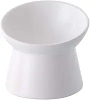 White Small Ceramic Raised Cat Bowls, Tilted Elevated Food or Water Bowls, Stress Free, Backflow Prevention, Dishwasher and Microwave Safe, Lead & Cadmium Free