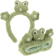 TOVINANNA Funny Frog Headband Women's Hairband Cartoon Design Plush Spa Makeup Accessory Girls Headbands for Festival
