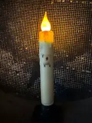 Primitive Handcrafted 7" Sheep Battery Operated Led Timer Taper Candle