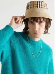 NEW Burberry COTTON GABARDINE BUCKET HAT REVERSIBLE HONEY BEIGE LOGO SIZE M *O