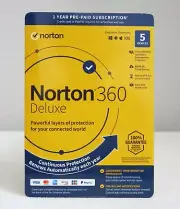 Norton - 360 Deluxe (5 Devices) - 1 Year - Antivirus Internet Security Software