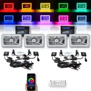 4X6" BLUETOOTH Color Change SMD LED Halo Angel Eye Headlight HID Light Bulbs Set (for: Chrysler)