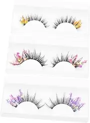 Vaguelly 3Pairs Glitter Fluorescent False Eyelashes Natural Look Lashes for Halloween Christmas and Cosplay Lightweight Eye Makeup Sparkling Decorative Lashes for Parties