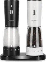 Electric Salt and Pepper Grinder Set, Large Capacity 5.3oz Black/White